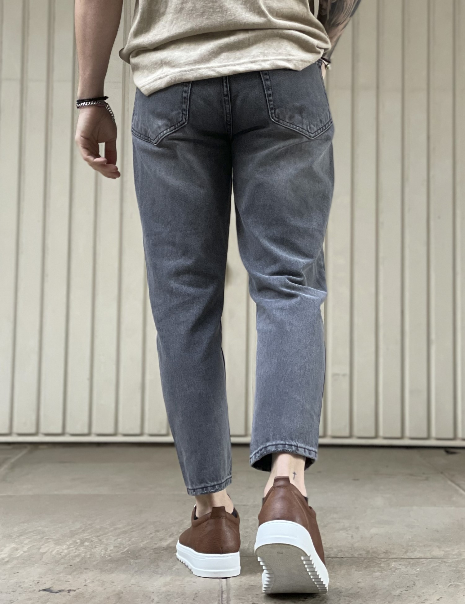 Ανδρικό ανθρακί σταθερό Loose Jean πεντάτσεπο με κουμπιά JR8001 φωτογραφία